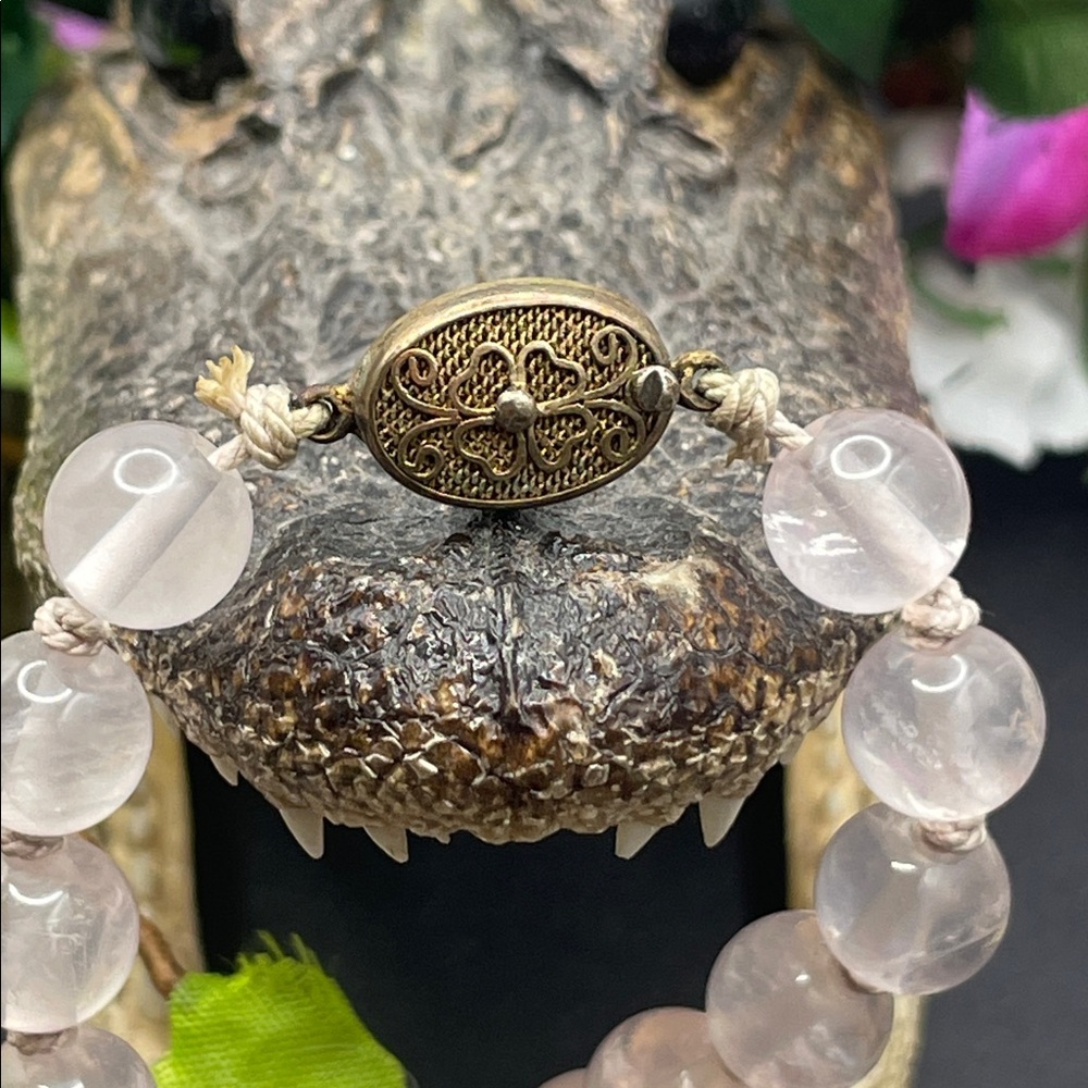 Rose Quartz beaded necklace vintage B28🔥 - Picture 4 of 6